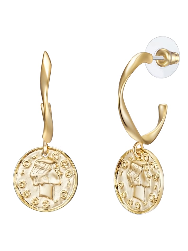 Ohrhänger Münze aus Metall-Legierung in gelbgold