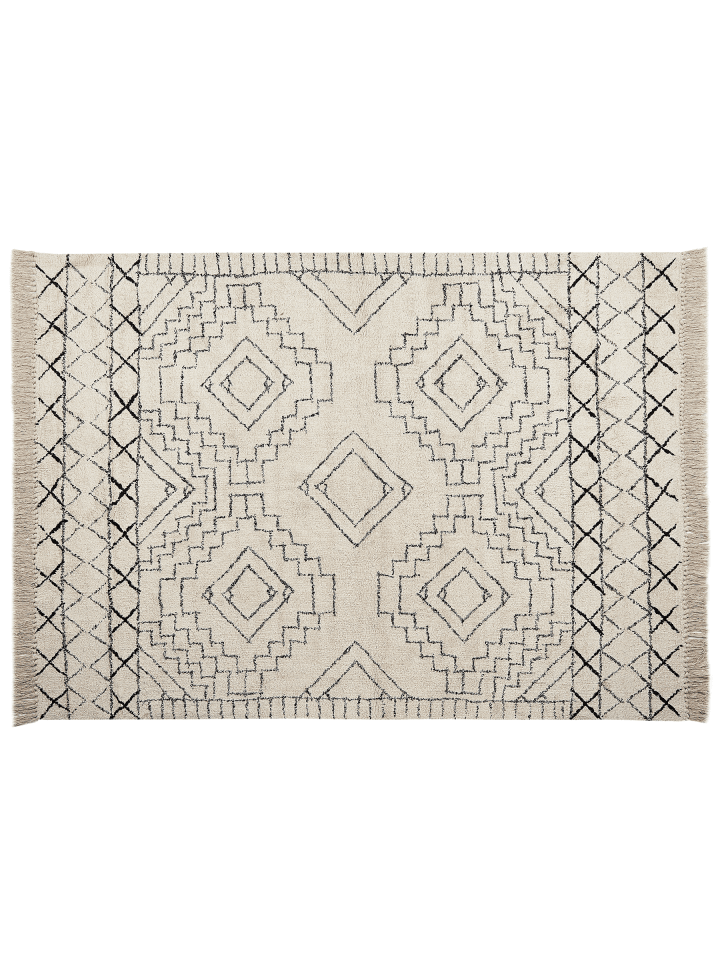 Kurzflor ZEYNE in Beige/Schwarz - (W) 160 x (H) 0.9 x (L) 230 cm