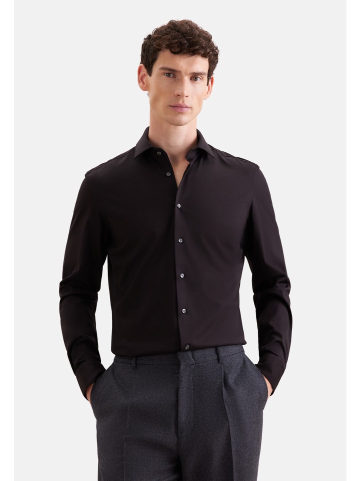 Jerseyhemd Slim in Schwarz