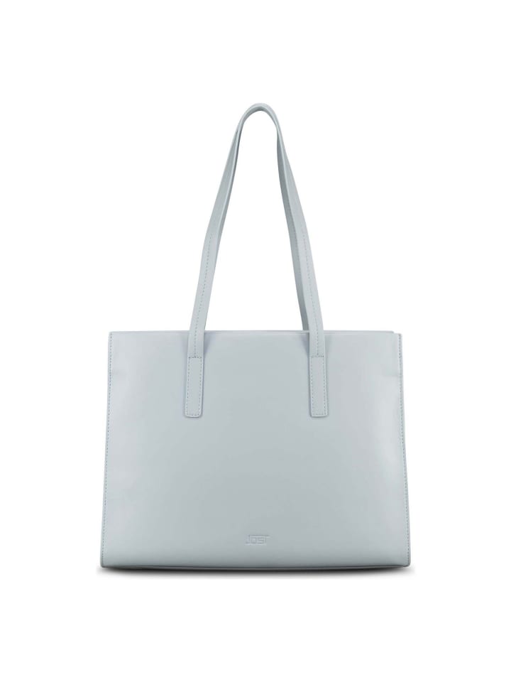 Arva Schultertasche Leder 40 cm misty blue
