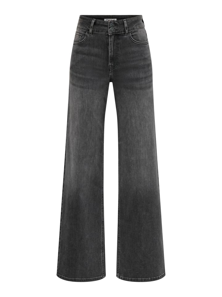Jeans mit weitem Bein in Washed Black