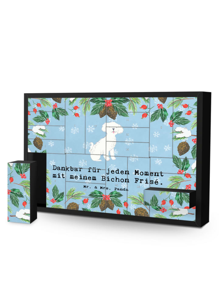 Weihnachtskalender Bichon Frisé Moment mit Spruch in Eisblau