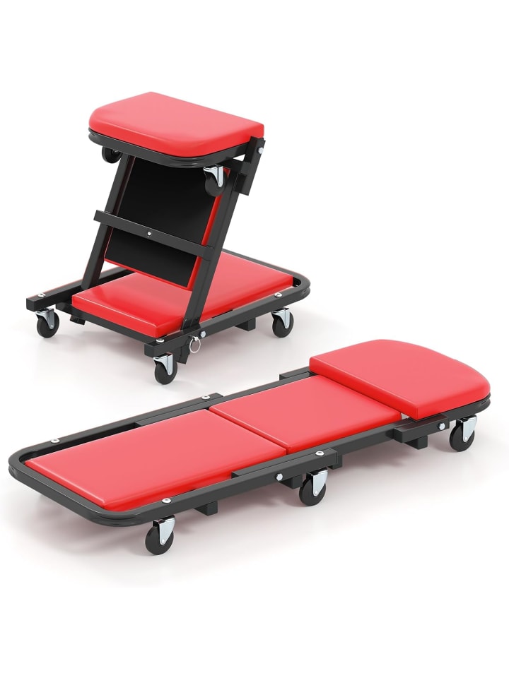 2 in 1 Rollbrett Werkstatt in Rot