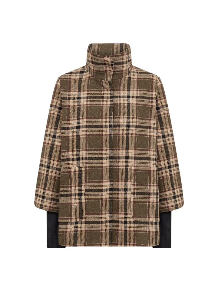 Karierte Jacke mit hohem Kragen in Forest Night Combi