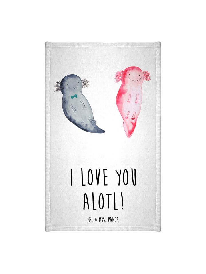 Handtuch Axolotl Liebe mit Spruch in Weiß
