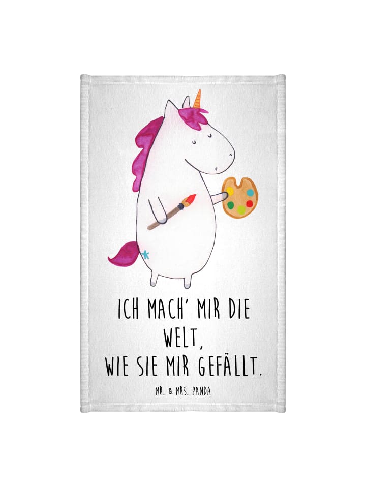 Gästehandtuch Einhorn Künstler mit Spruch in Weiß