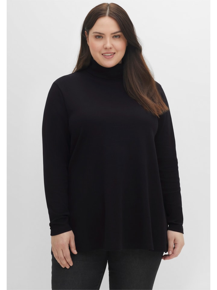 Rollkragen-Shirt in schwarz