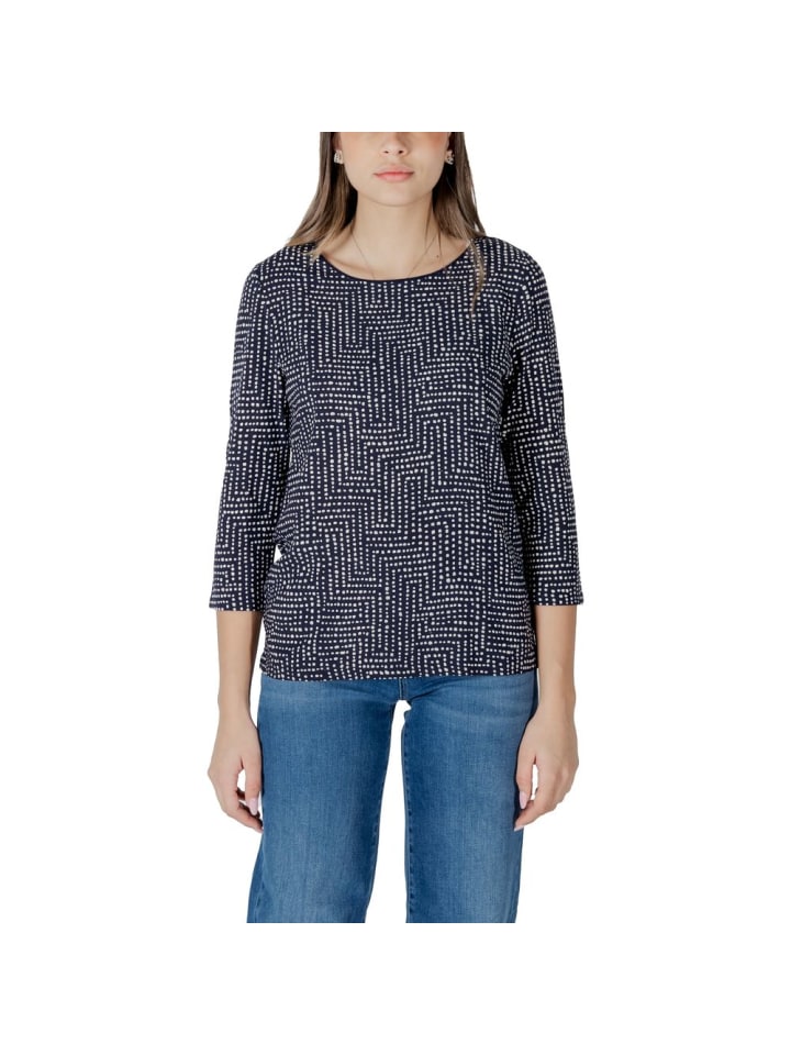 Blau Viskose Langarmshirt