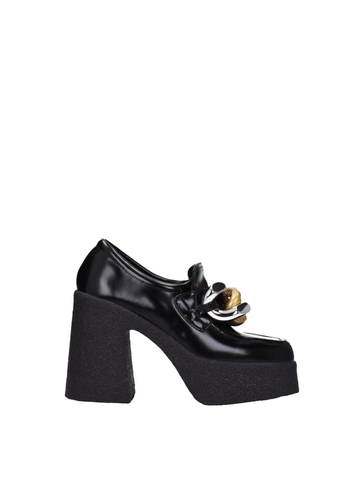 Schwarz Leder Plateau Loafer