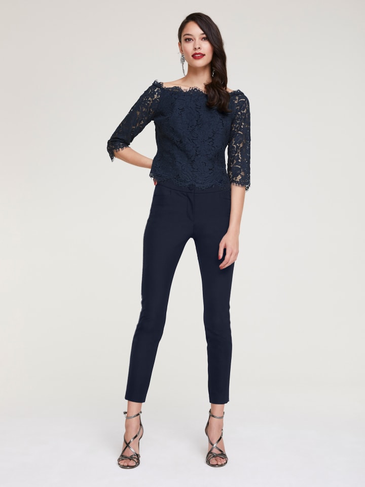 Spitzen-Bluse in nachtblau