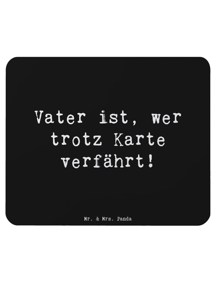 Mauspad Vater Abenteuer mit Spruch in Schwarz