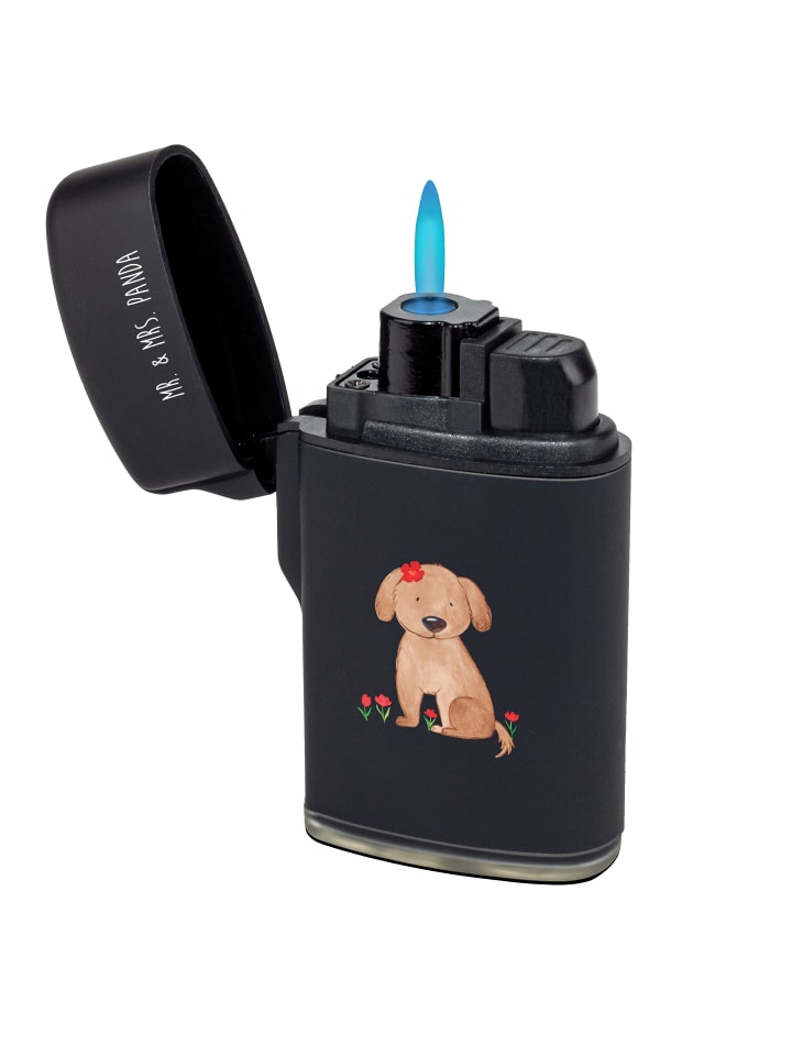 Feuerzeug Hund Dame ohne Spruch in Schwarz