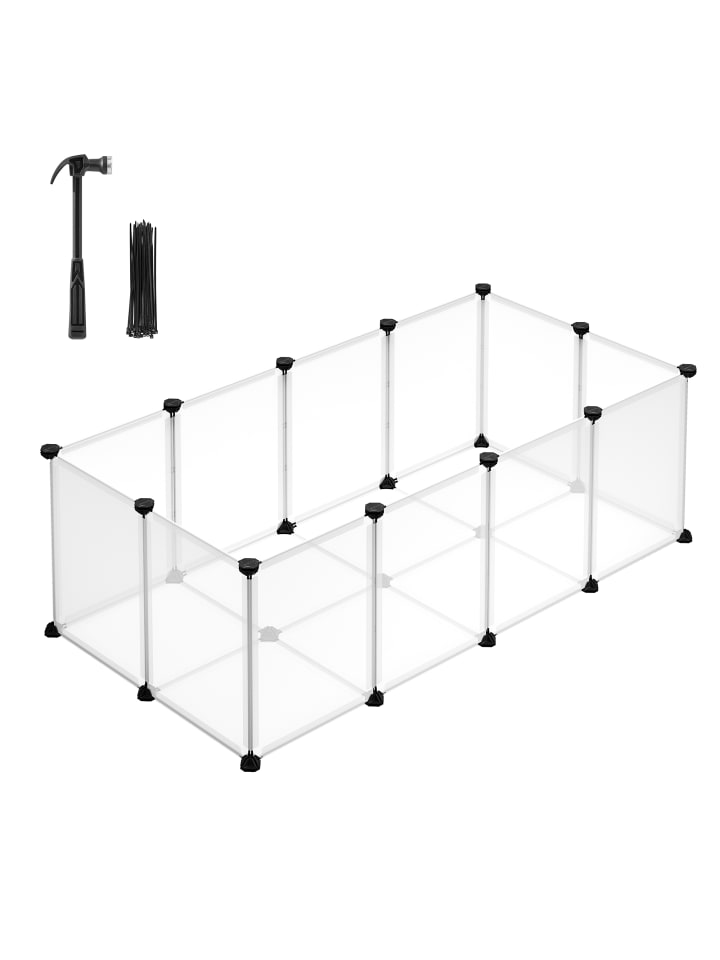 Kleintiergehege Damion in Weiß - (B)125 x (H)42 x (T)63 cm