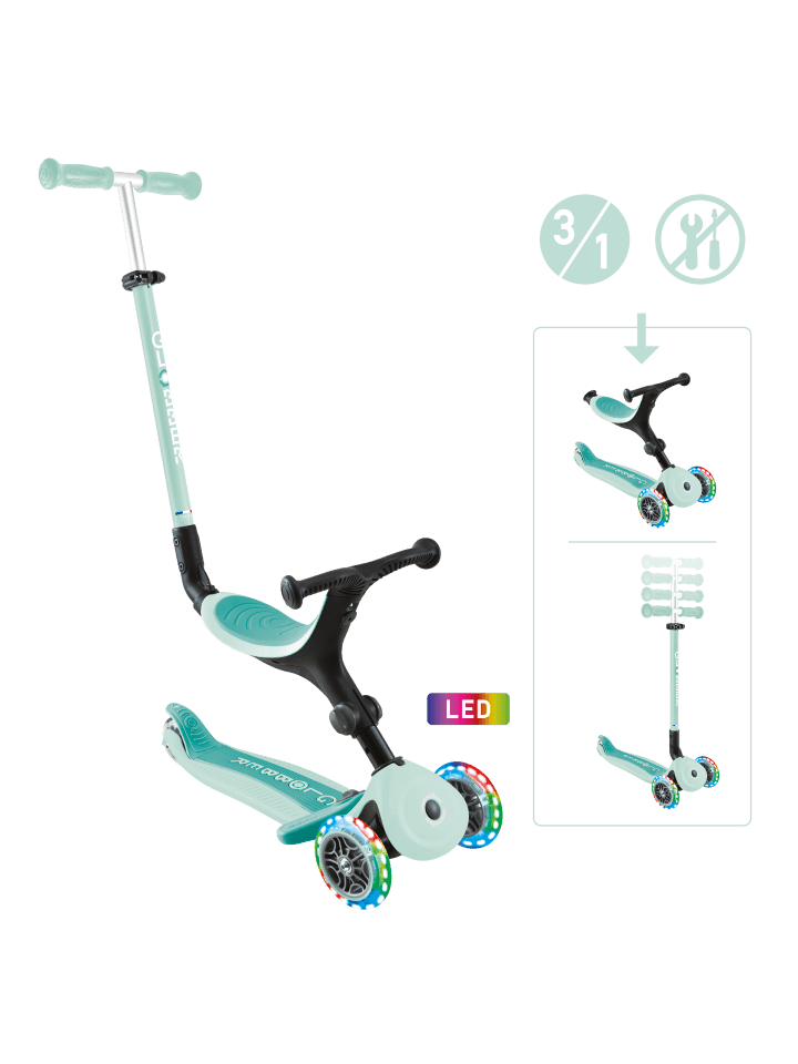 3in1 Aufsitzrad, Laufrad, Scooter GO-UP ACTIVE LIGHTS in mint