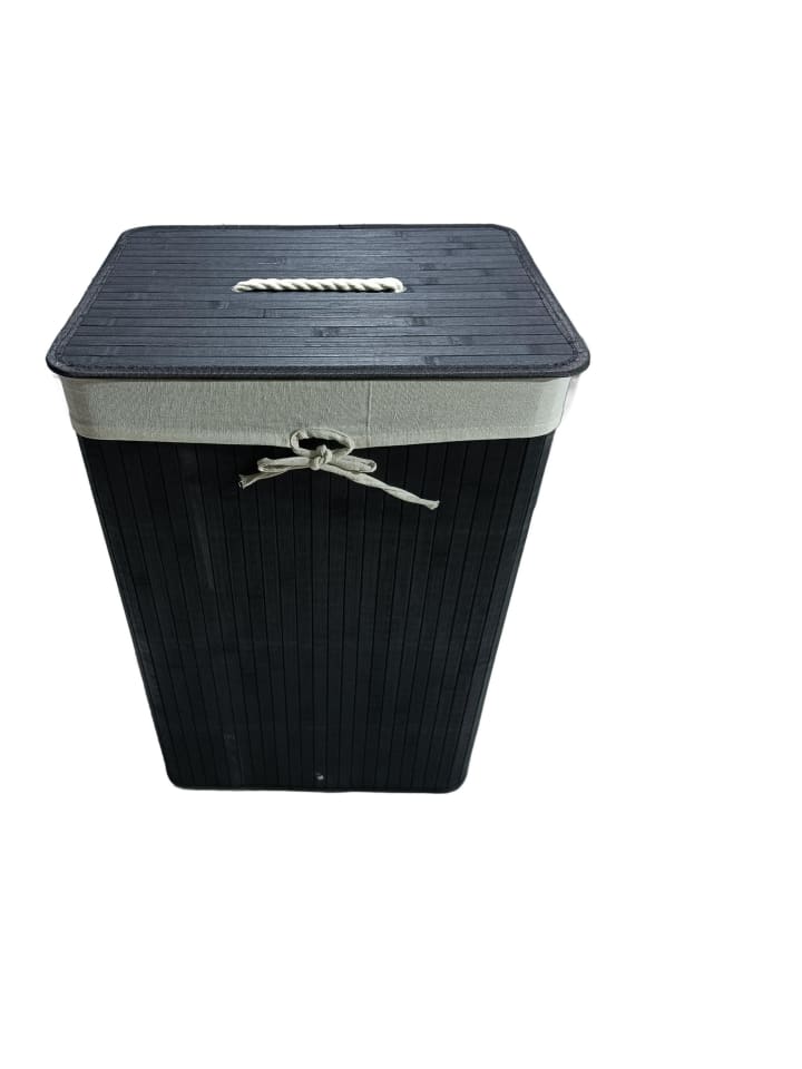 2 x Wäschekorb in Schwarz - (B)43,5 x (H)65,5 x (T)33,5 cm