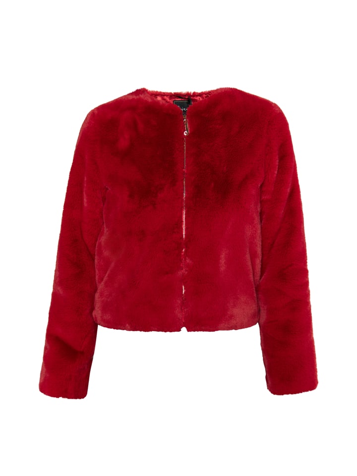 Damen Faux Fur Jacke in Rot