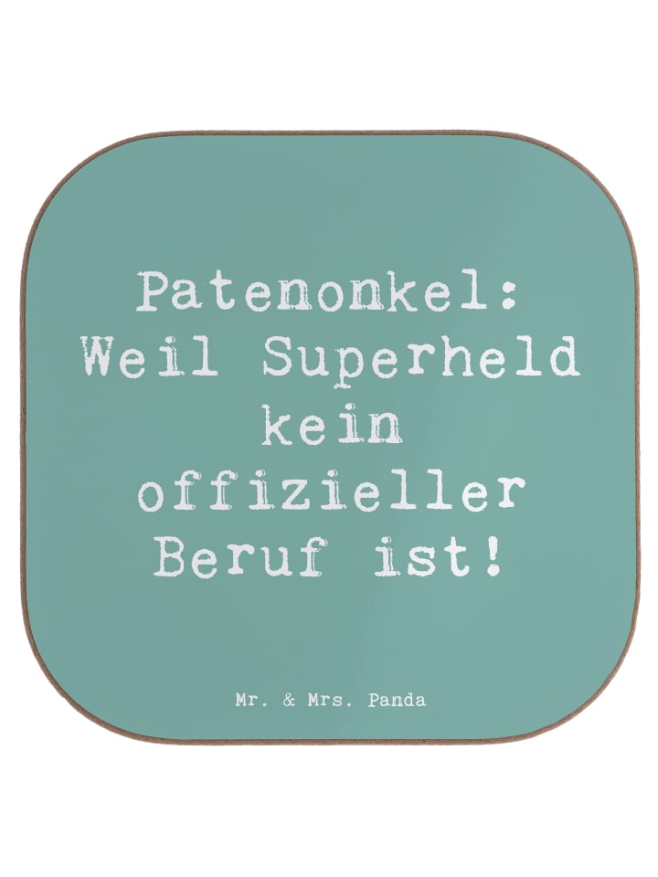 Untersetzer Spruch Patenonkel Superheld mit Spruch in Meeresbrise
