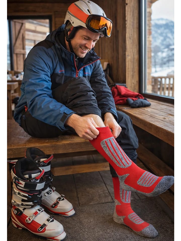 Skisocken Unisex 2er Pack aus Wolle-Mix gepolstert in Blau