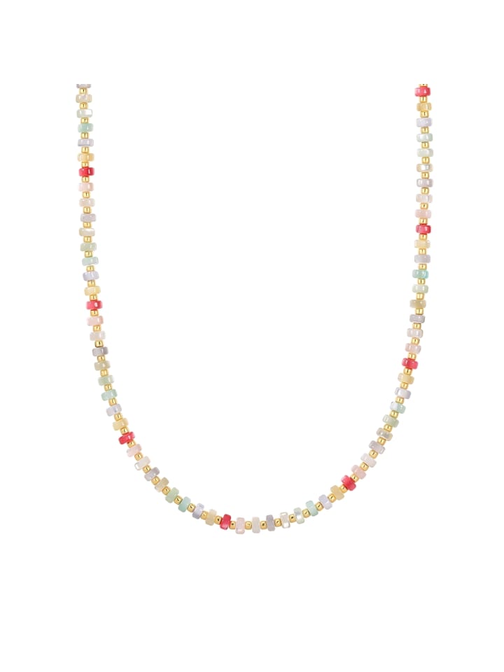 Kette aus Messing mit Muschelkernperle in multicolor