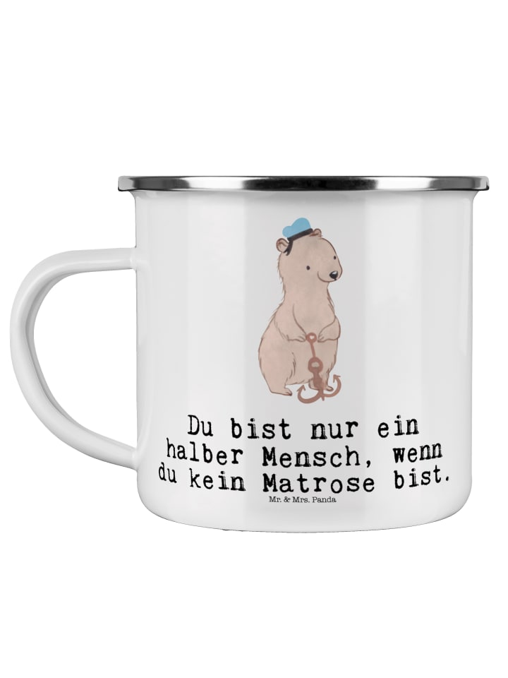 Becher Matrose Herz mit Spruch in Weiß