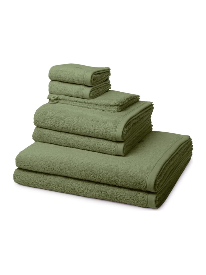 2 X Wasch- 2 X Gäste- 2 X Dusch- 2 X Handtuch im Set Vita in Olive