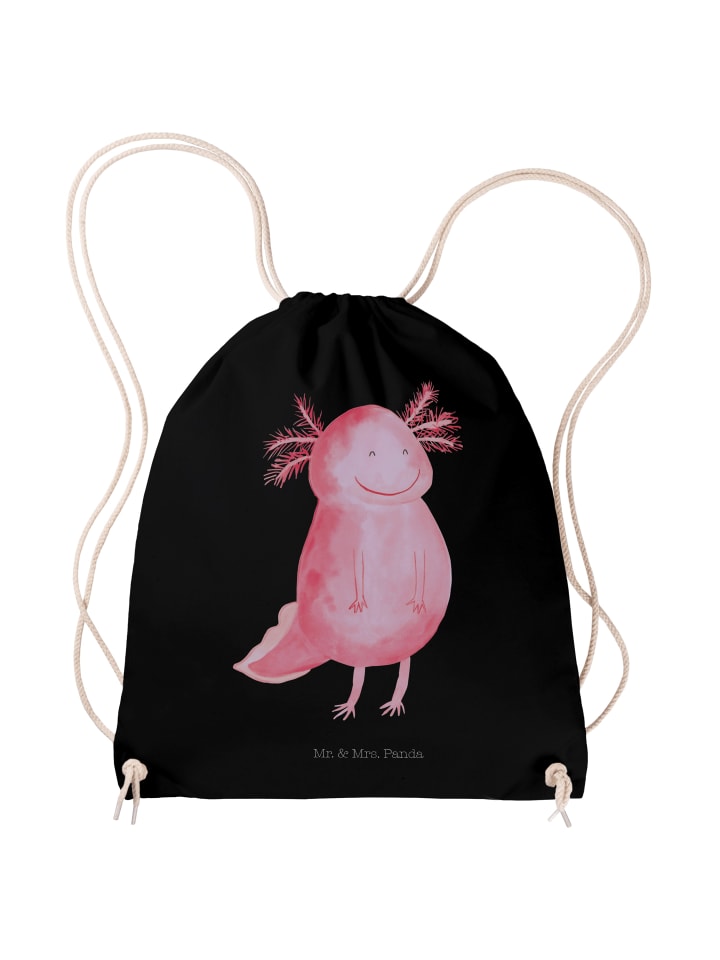 Sportbeutel Axolotl Glücklich ohne Spruch in Schwarz