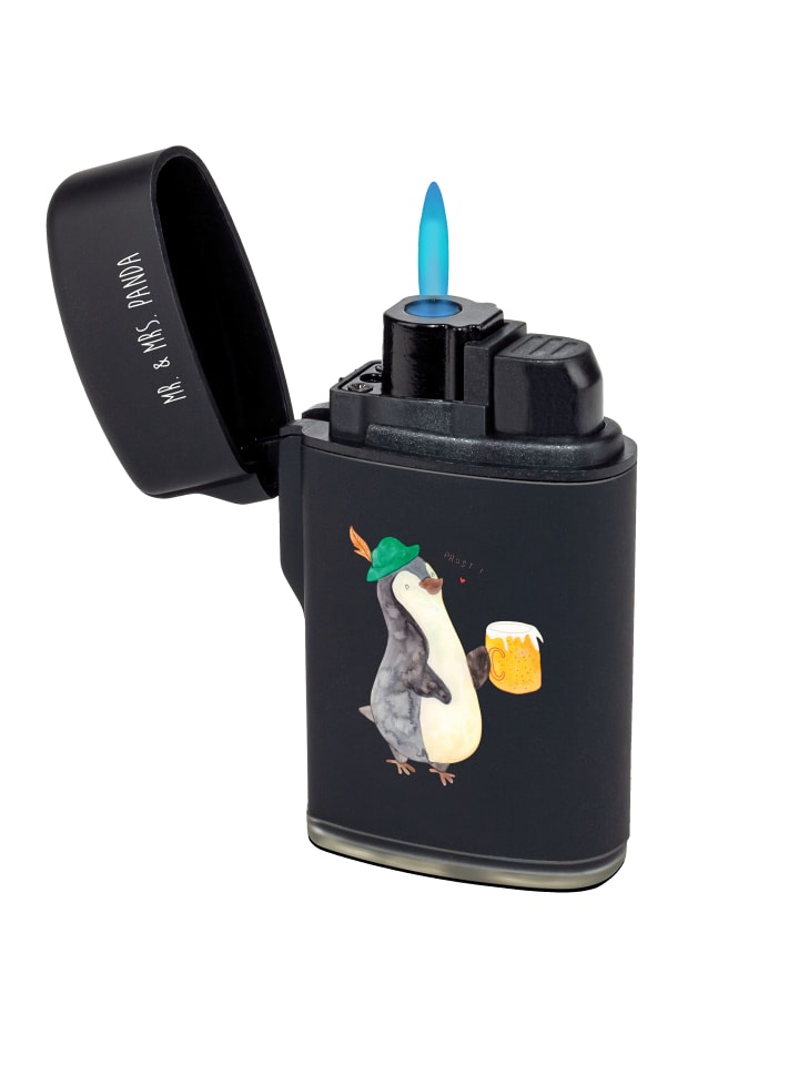 Gasfeuerzeug Pinguin Bier ohne Spruch in Schwarz