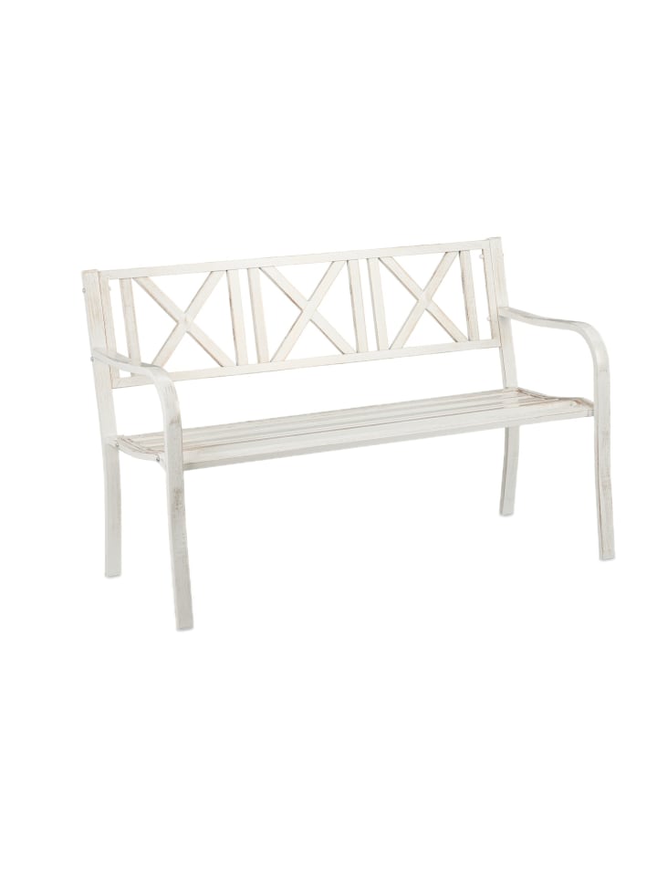 Gartenbank in Weiß/ Bronze - (B)127 x (H)80,5 x (T)63 cm
