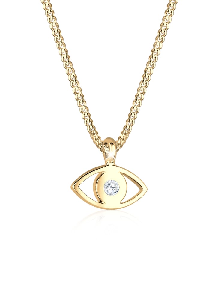 Halskette 925 Sterling Silber Evil Eye in Weiß