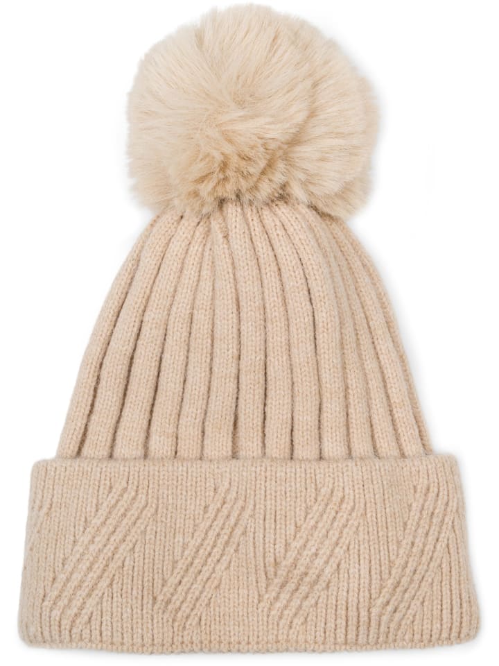 Bommelmütze in Beige