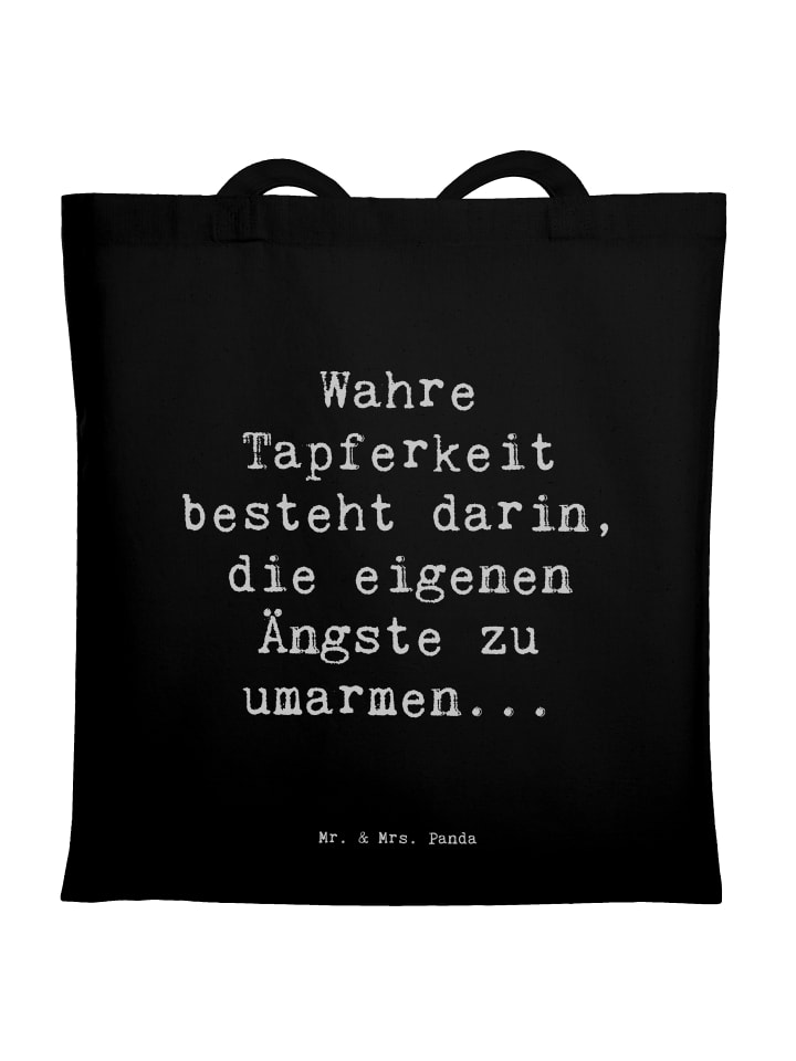 Tote Bag Spruch Tapferkeit Umarmung mit Spruch in Schwarz