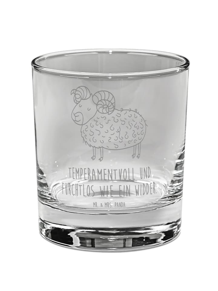 Whiskyglas Sternzeichen Widder mit Spruch in Transparent