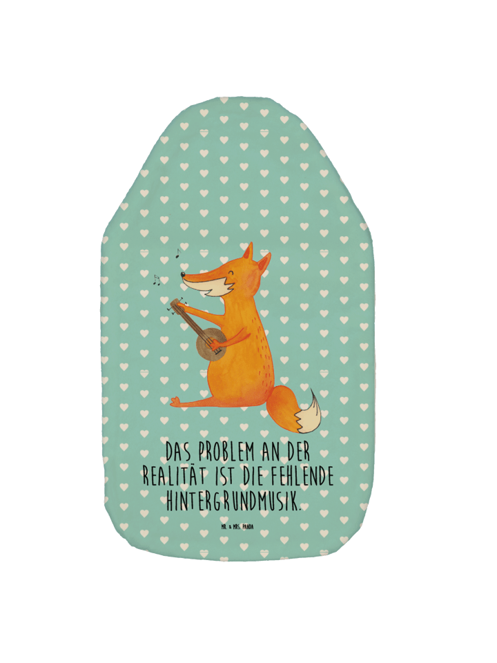 Wärmflasche Fuchs Gitarre mit Spruch in Türkis Pastell