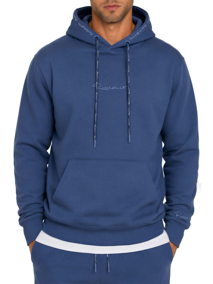 Herren Regular Fit Hoodie Marken-Stick in Dark Blue