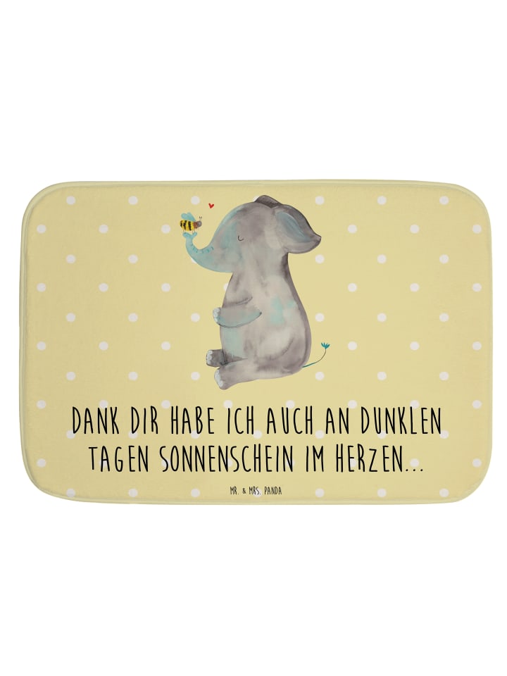 Badläufer Elefant Biene mit Spruch in Gelb Pastell