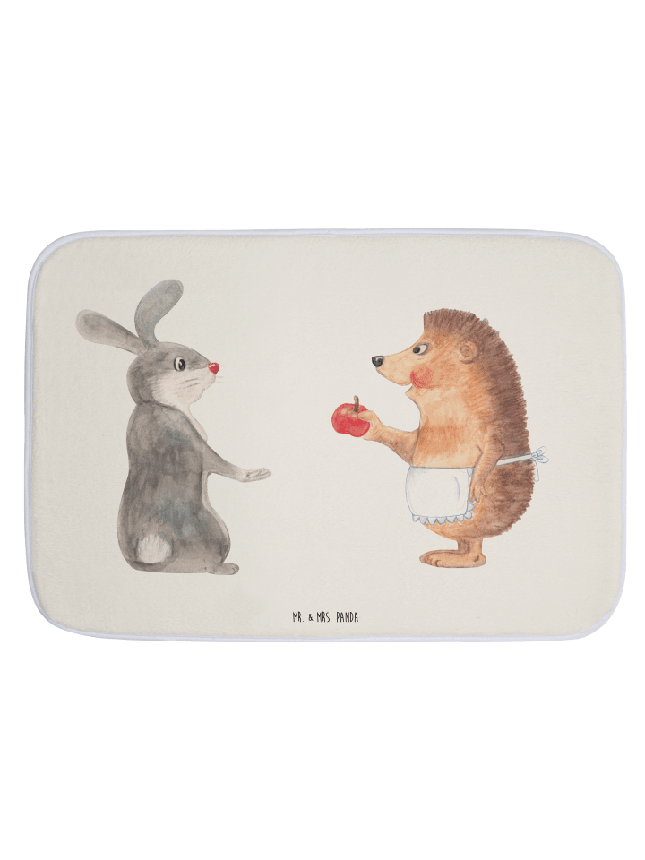 Badteppich Hase Igel ohne Spruch in Weiß
