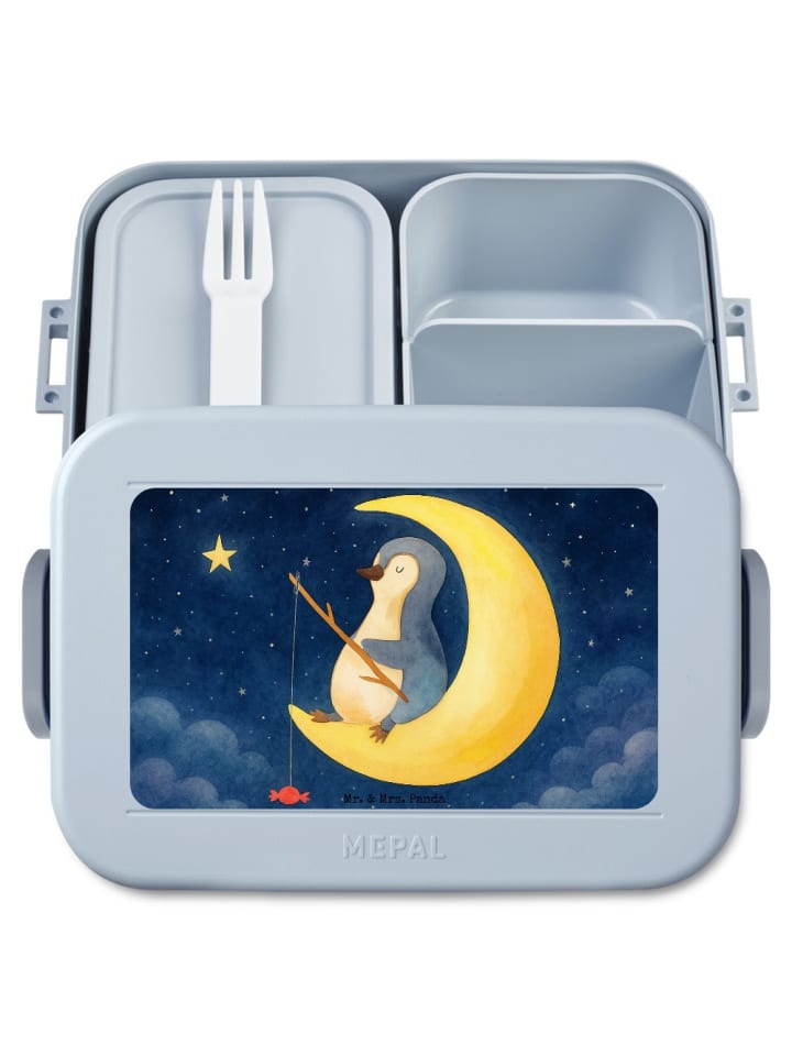Lunchbox Pinguin Mond Design ohne Spruch in Blau Pastell