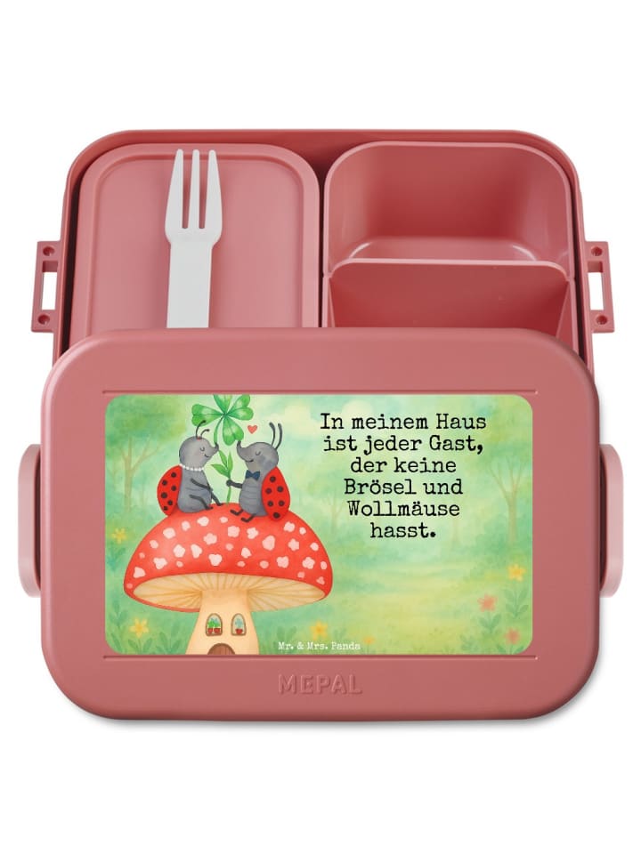 Snackbox Marienkäfer Fliegenpilz Design mit Spruch in Rot Pastell