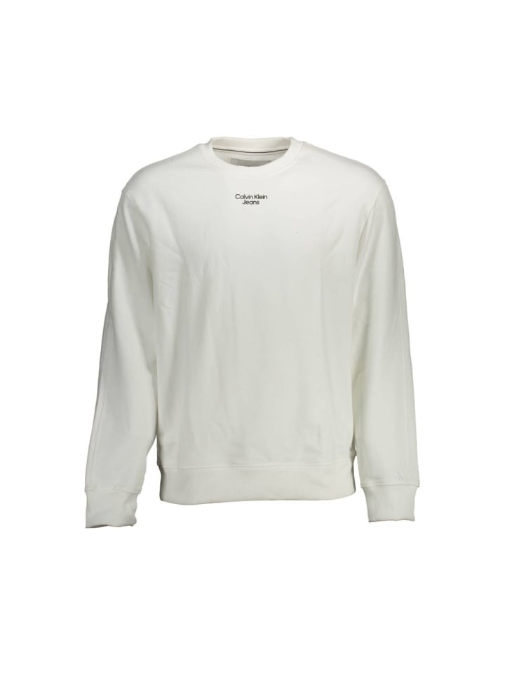Weiß Baumwolle Herren Sweatshirt