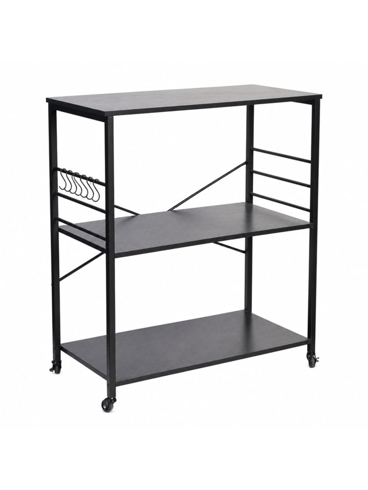 Küchenrollwagen in Schwarz - (B)80x (H)89 x (T)40 cm