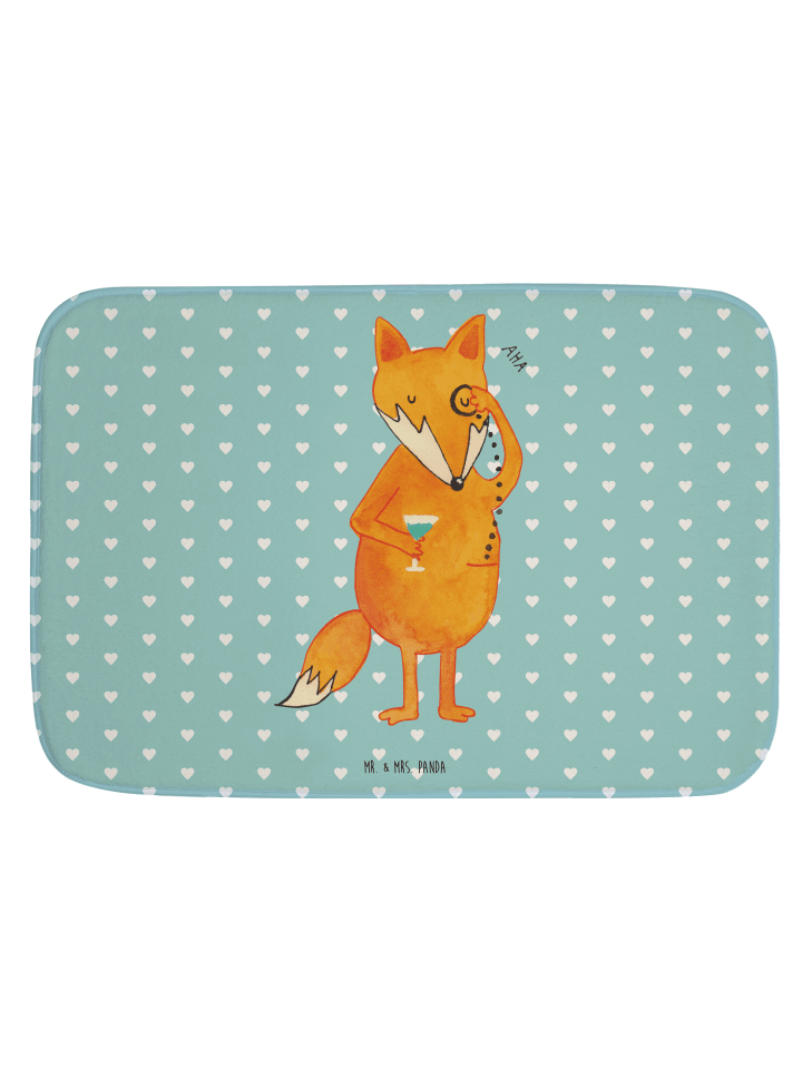 Badematte Fuchs Lord ohne Spruch in Türkis Pastell