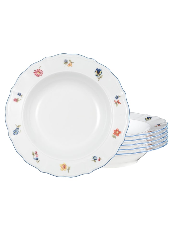 6er Set Suppenteller Sonate Nostalgie in Weiß ø 22,4 cm