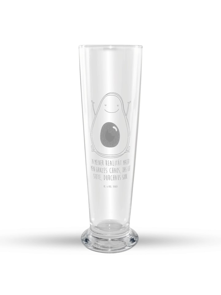 Bierglas Avocado Glücklich mit Spruch in Transparent