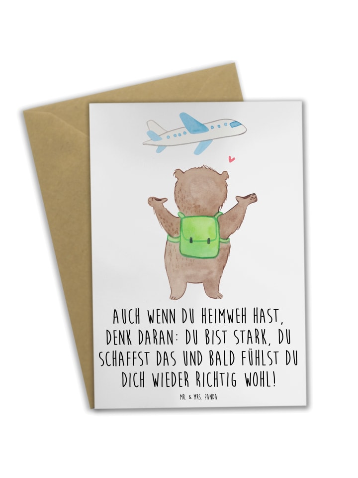 Glückwunschkarte Heimweh überwinden mit Spruch in Weiß