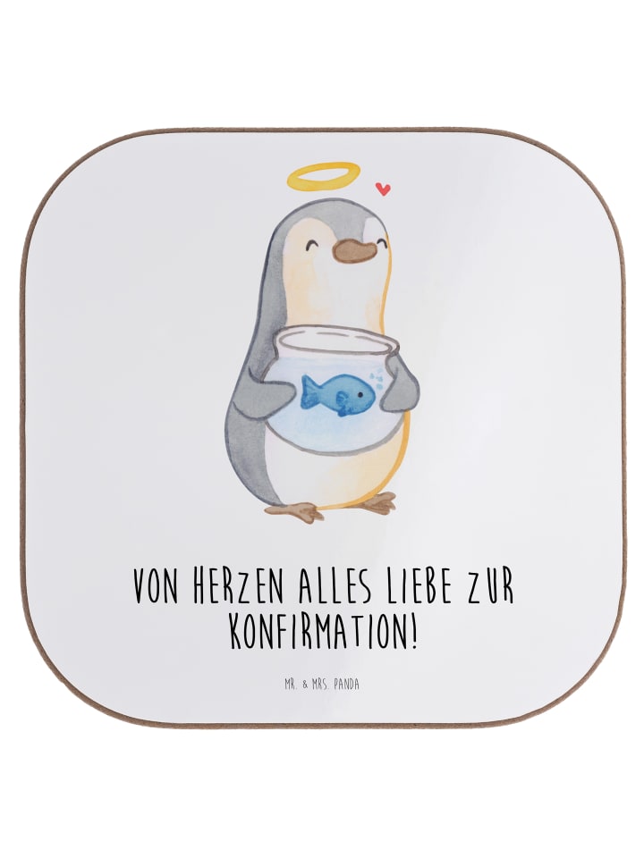 Bierdeckel Pinguin Fisch mit Spruch in Weiß