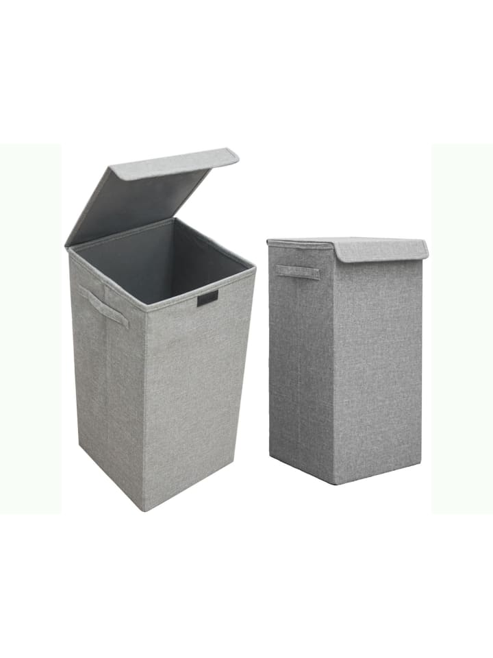 2er Set Wäschekorb Crisp Clean in Hellgrau