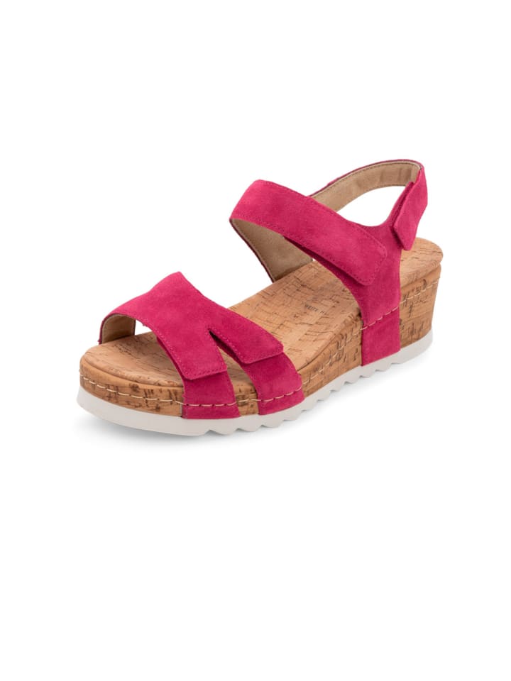 Veloursleder Sandaletten in fuchsia