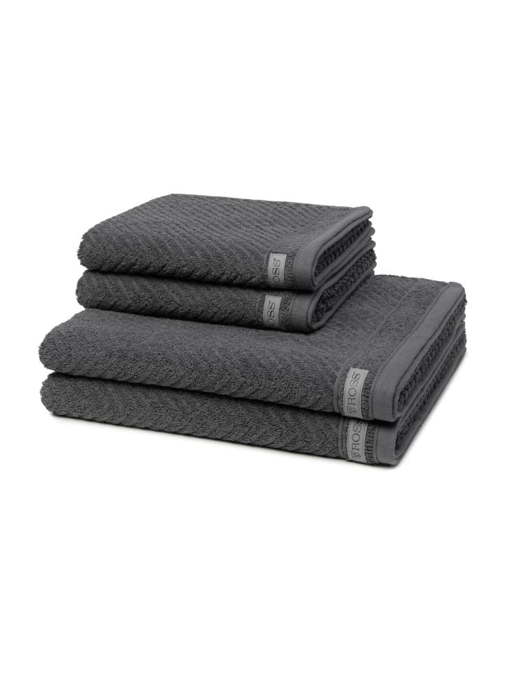 2 X Handtuch 2 X Duschtuch im Set Smart in Schiefer