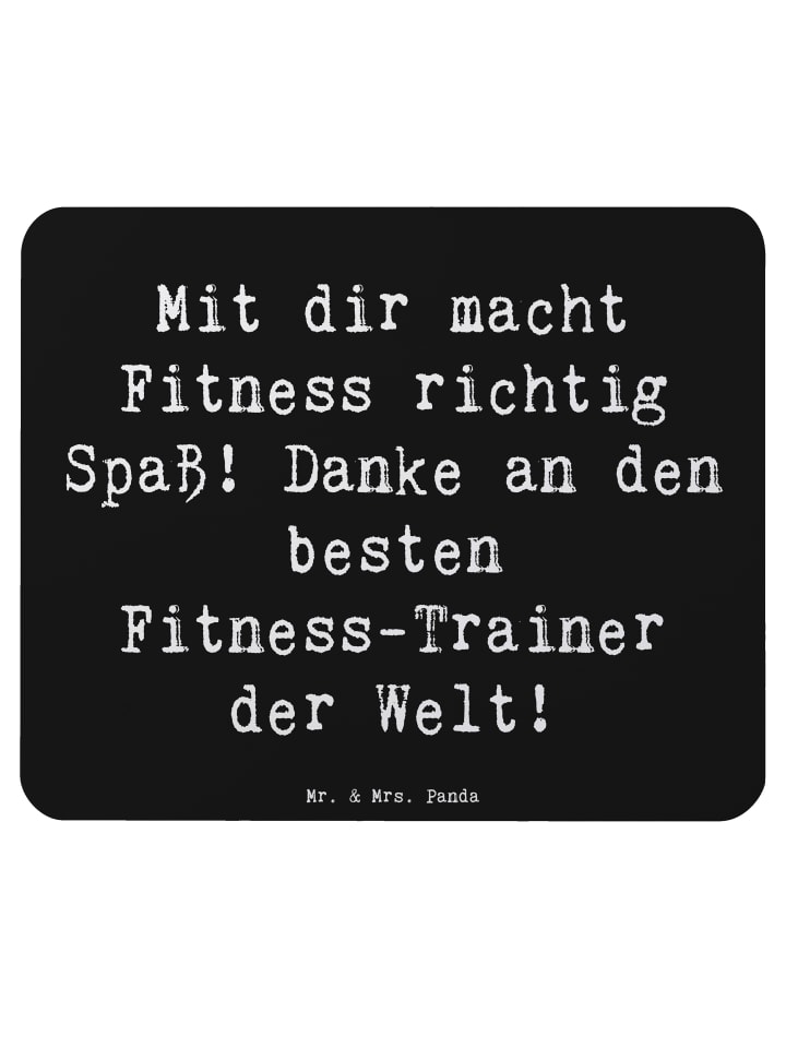Maus Pad Spruch Fitness-Trainer Dank mit Spruch in Schwarz