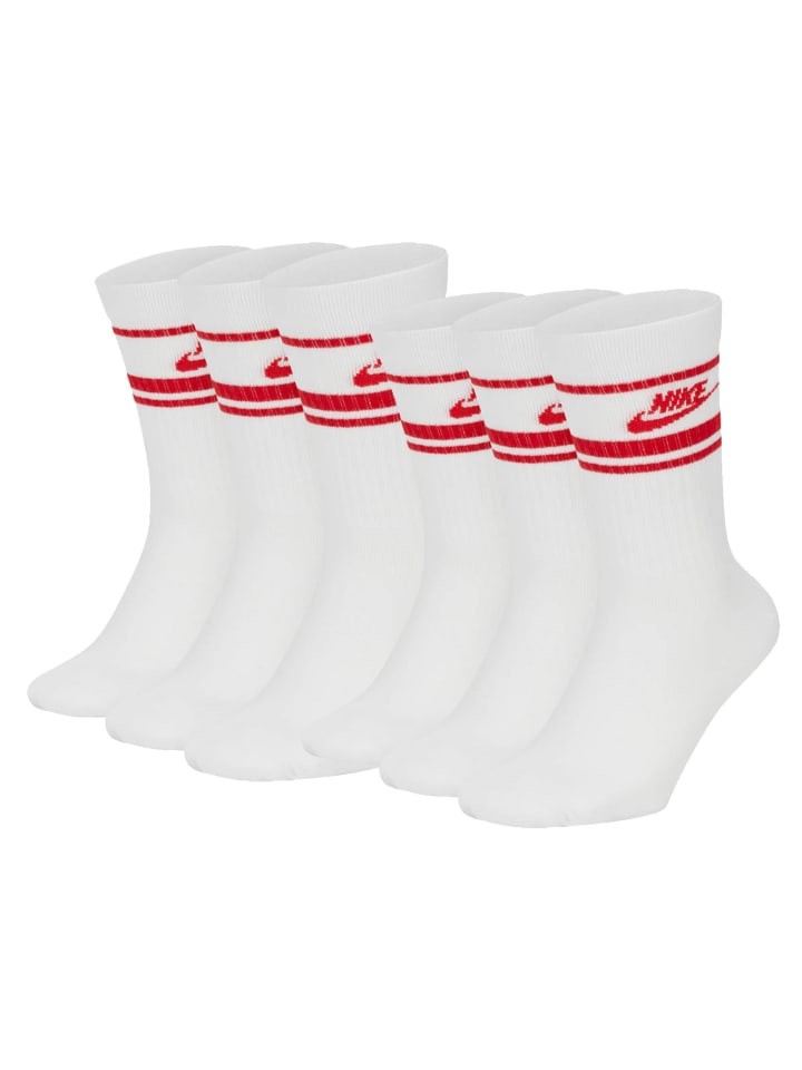 Socken 6er Pack in Weiß/Rot